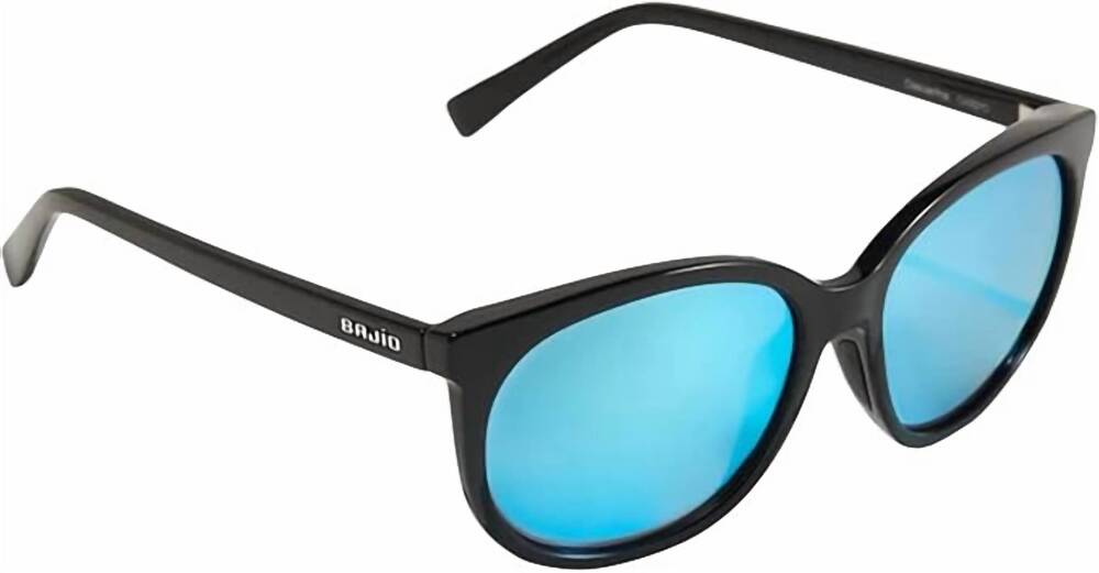 NEW BAJIO unisex casuarina sunglasses in black gloss / blue mirror